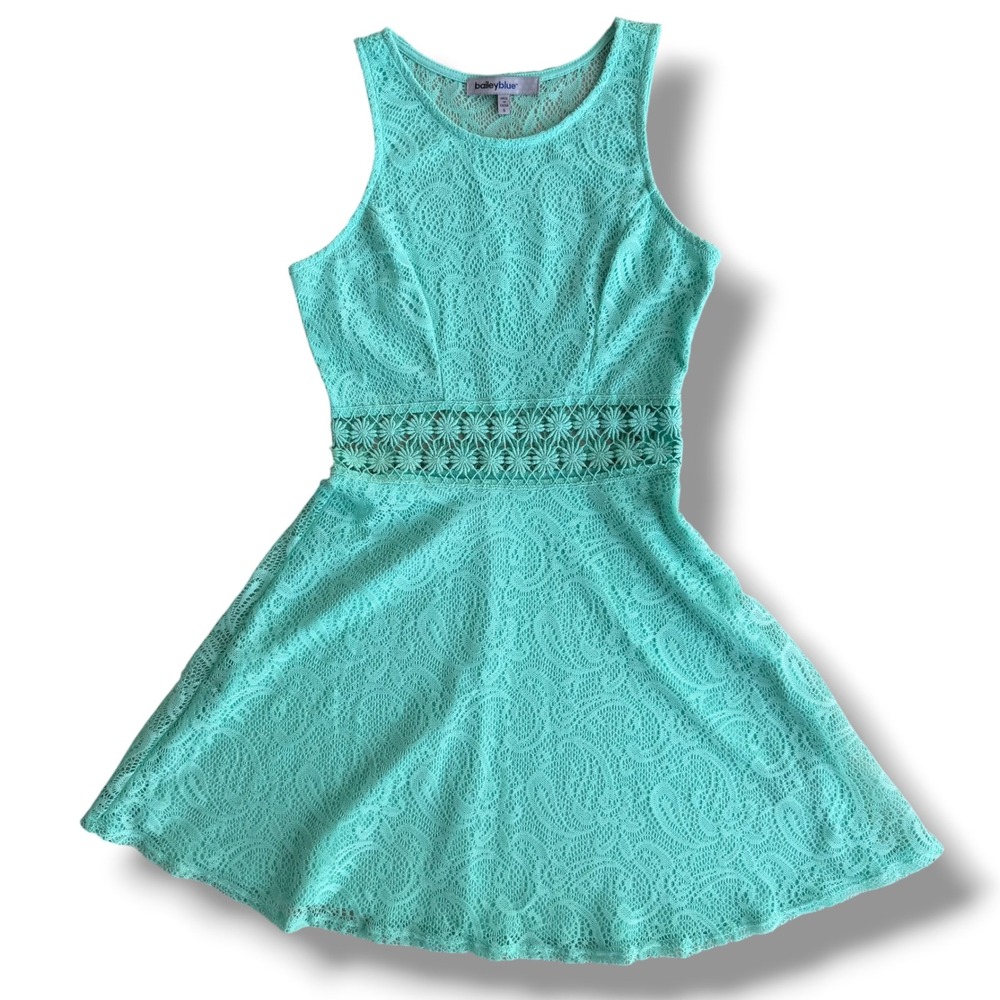 Bailey Blue Women S Mint Green Paisley Lace Fit & Flare Mini Tank Dress Y2K Glam